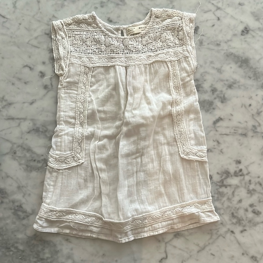 Beautiful Zara Mexican Huipal Style White Cotton Easter Dress 4/5